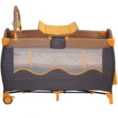 Detská postieľka, cestovná, oranžová/sivá