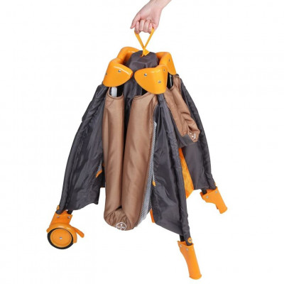 Detská postieľka, cestovná, oranžová/sivá