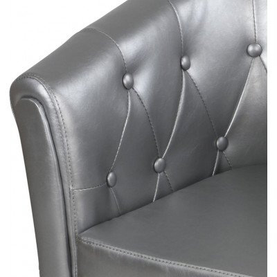 Klubové kreslo s taburetom Chesterfield, strieborné