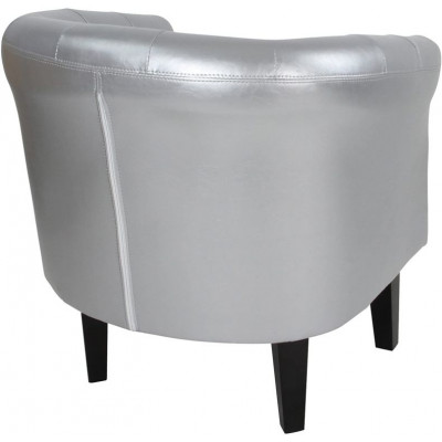 Klubové kreslo s taburetom Chesterfield, strieborné