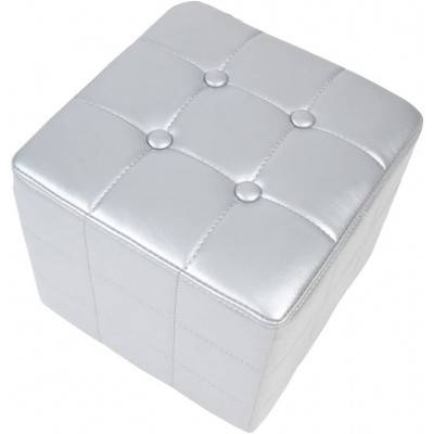 Klubové kreslo s taburetom Chesterfield, strieborné