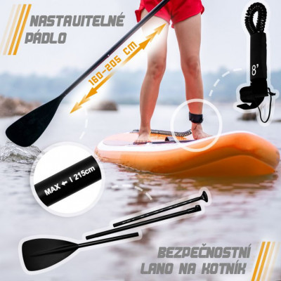 Nafukovací paddleboard 305 cm oranžový + příslušenstvo