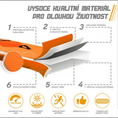 Nafukovací paddleboard 305 cm oranžový + příslušenstvo