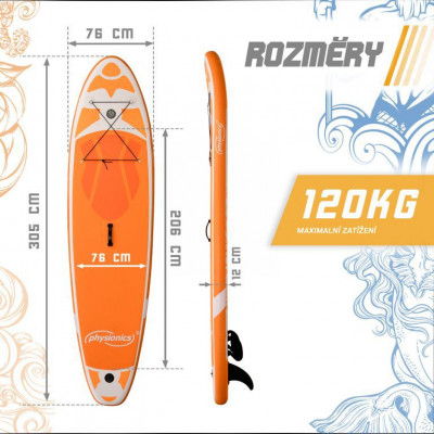 Nafukovací paddleboard 305 cm oranžový + příslušenstvo
