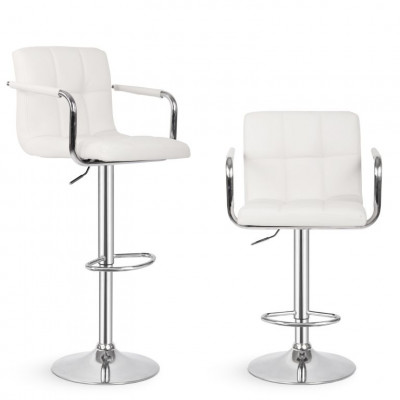 MIADOMODO Barová stolička 2 ks, s lakťovými opierkami, biela