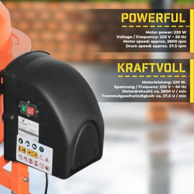 TIMBERTECH Miešačka na betón 70 l, 220 W, oceľ, 2 kolieska
