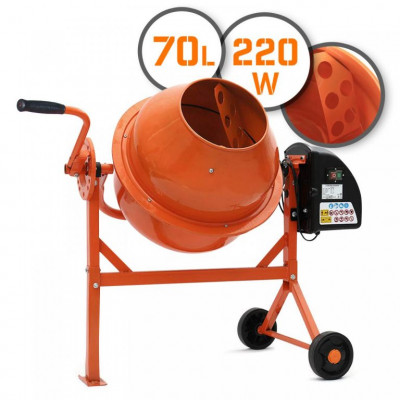 TIMBERTECH Miešačka na betón 70 l, 220 W, oceľ, 2 kolieska