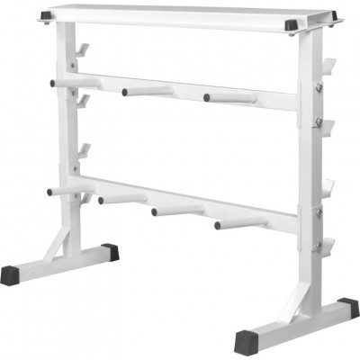 Gorilla Sports Stojan na závažie a činky 30/31 mm, biely