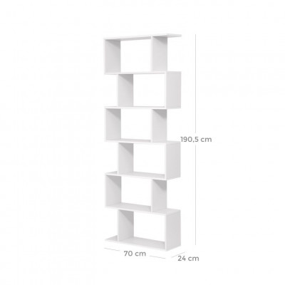 Biela knižnica VASAGLE 6 políc, voľne stojaci regál