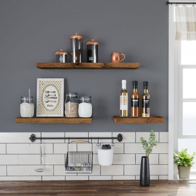 VASAGLE plávajúca polička na stenu 80 cm, rustikálna hnedá