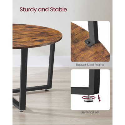 VASAGLE okrúhly konferenčný stolík, rustikálna hnedá/čierna