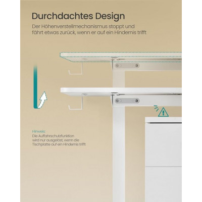 Elektricky výškovo nastaviteľný pracovný stôl 140×60 cm biel