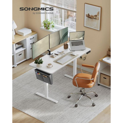 Elektricky výškovo nastaviteľný pracovný stôl 140×60 cm biel