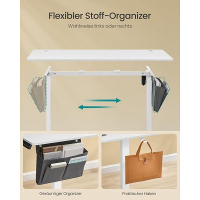 Elektricky výškovo nastaviteľný pracovný stôl 140×60 cm biel