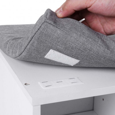 Skriňa na topánky s lavicou a vankúšom, biela, 104×30×48 cm