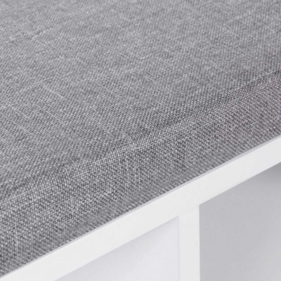 Skriňa na topánky s lavicou a vankúšom, biela, 104×30×48 cm