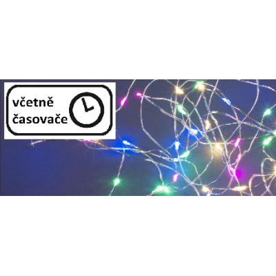 NEXOS Svetelný strieborný drôt, 40 LED, časovač, farebný
