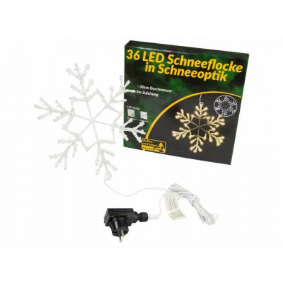 Vianočná LED dekorácia - snehová vločka - 30 cm teplá biela