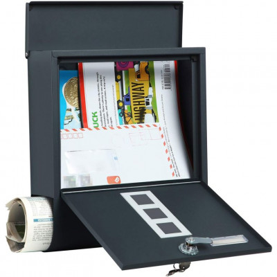 Poštová schránka na stenu SONGMICS s držiakom novín antracit