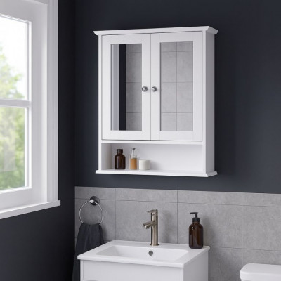 Kúpeľňová skrinka so zrkadlami 56×58 cm závesná biela