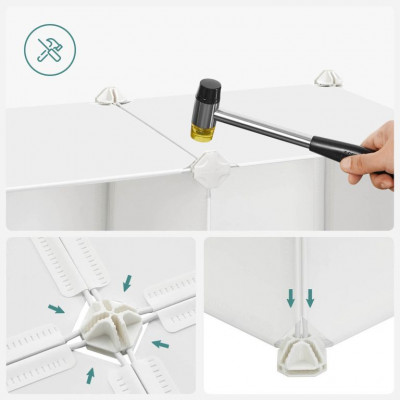 Kockový regál pre deti 16 boxov - motív jednorožce, biely