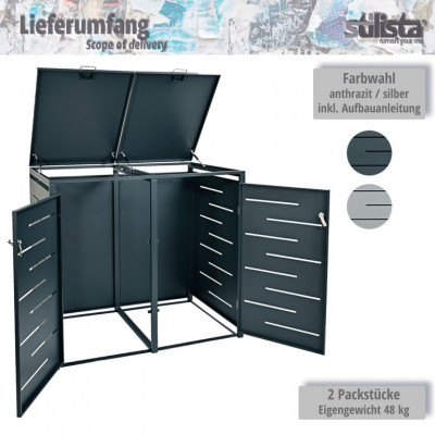 STILISTA skriňa na 2 popolnice, 132 x 80 x 116 cm, antracit