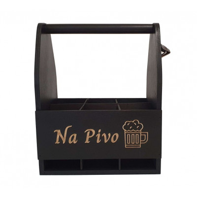 Drevený nosič na pivo s otváračom fliaš, 23,5 x 30 x 15,5 cm