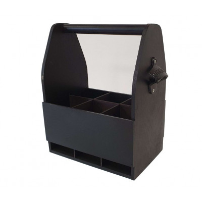 Drevený nosič na pivo s otváračom fliaš, 23,5 x 30 x 15,5 cm