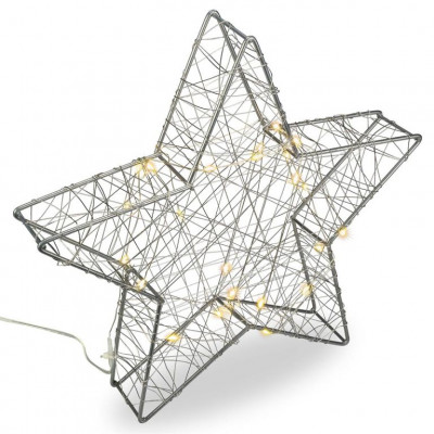 Vianočná kovová hviezda s 3D efektom - strieborná, 25 LED