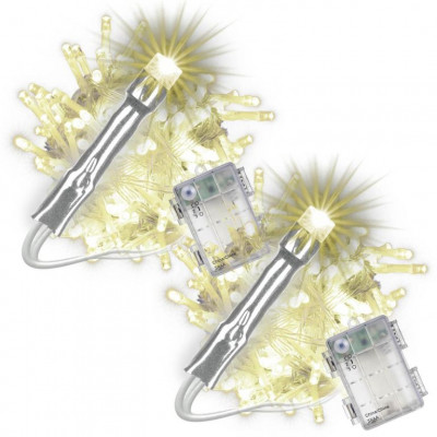 Sada vianočných LED reťazí, 100 LED, teplá biela, 2 ks