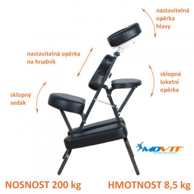 Masážne stoličky MOVIT skladací čierna 8,5 kg