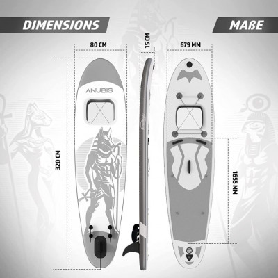 PHYSIONICS nafukovací paddleboard - boh Anubis, 320 cm