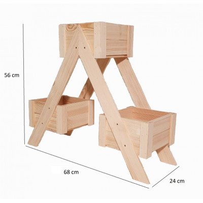 Zostava drevených kvetináčov, 68 x 56 x 24 cm