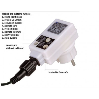 VOLTRONIC Vianočná reťaz 10 m, 100 LED, farebná, ovládač