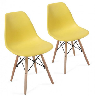 Sada stoličiek s plastovým sedadlom, 2 ks, žlté