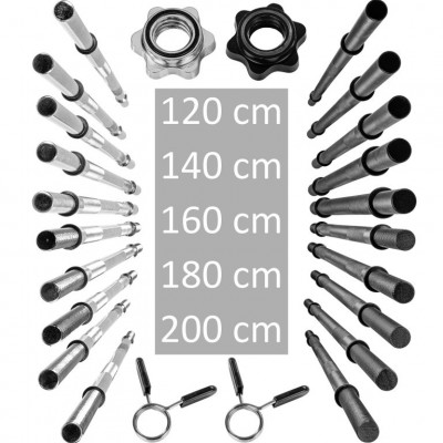 MOVIT® 200 cm posilňovacia tyč, chróm, hviezdicový uzáver
