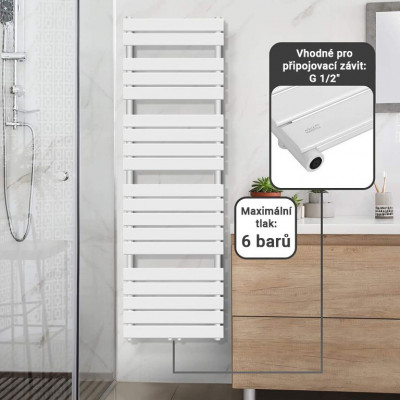 AQUAMARIN vertikálny kúpeľňový radiátor 180 x 60 cm, biely