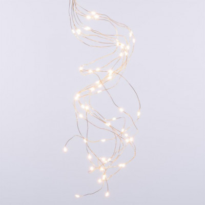 NEXOS osvetlenie- strieborný drôt, 64 LED, teplá biela, 2 ks