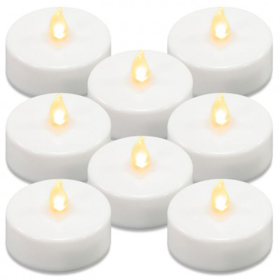 Sada batériových čajových sviečok s časovačom, biela, 8 ks