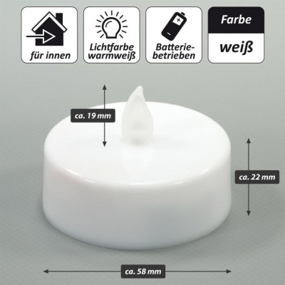 Sada batériových čajových sviečok s časovačom, biela, 8 ks