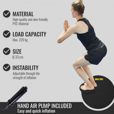 Gorilla Sports Balančná podložka, čierna