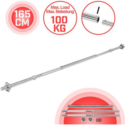 Physionics činková chrómovaná ty, 120 cm + hviezdicové zámky