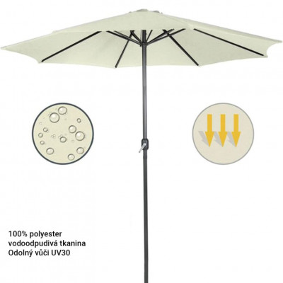 MIADOMODO slnečník s kľučkou 250 cm, krémový