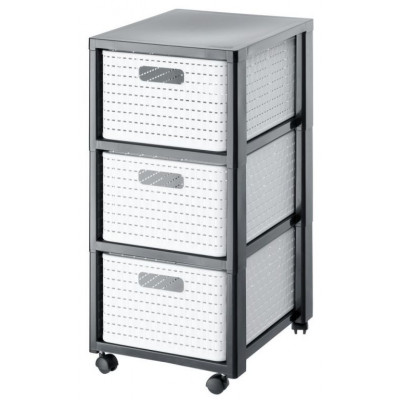 Country komoda - biela / antracit, 37,5 x 32,5 x 71,2 cm