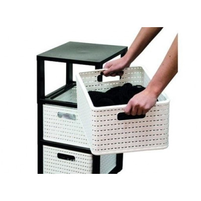 Country komoda - biela / antracit, 37,5 x 32,5 x 71,2 cm