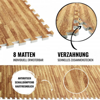 Gorilla Sports Sada ochranných podložiek, svetlé drevo, 8 ks