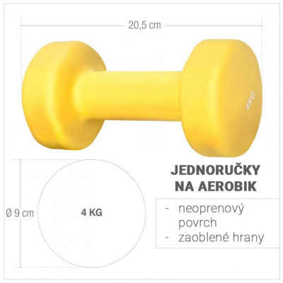 Gorilla Sports Jednoručky na aerobik, 2 x 4 kg, žlté