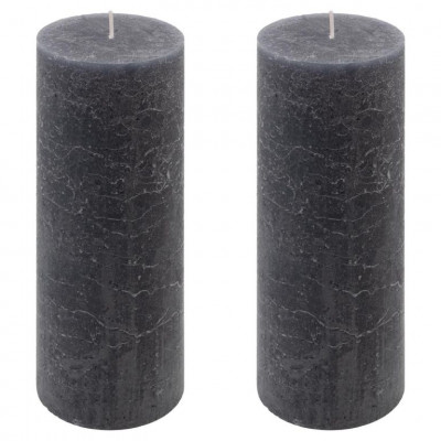 Antracit parafínová sviečka rustikálna 20 cm, 90 h, sada 2ks