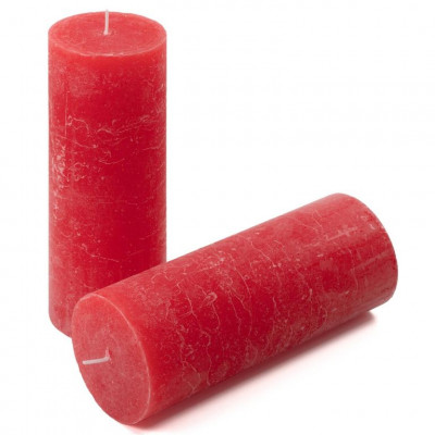 Červená parafínová sviečka rustikálna 20 cm, 90 h, súprava 6