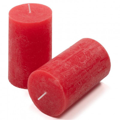 Červená parafínová sviečka rustikálna 11,5 cm, 40h, sada 6kk